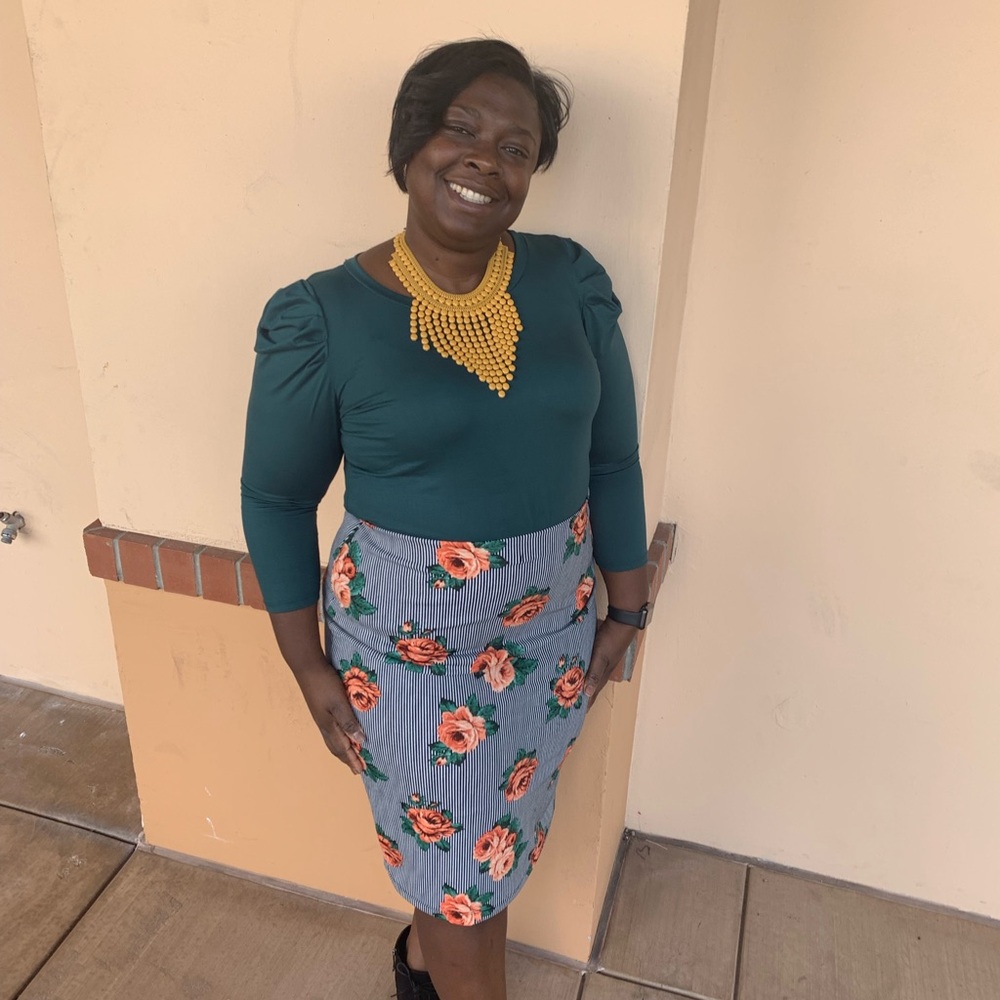 EUC Piphany Met Floral Striped Pencil Skirt
